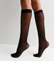 New Look Black Spot Sheer Calf Socks